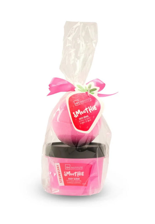 Lot Boule de bain + Exfoliant Smoothie à la Fraise